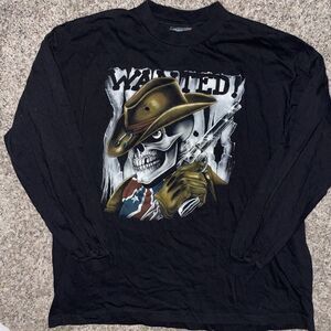 Vintage Skeleton Cowboy 3D Long Sleeve Shirt Mens XL 90s Y2K Rebel South Western